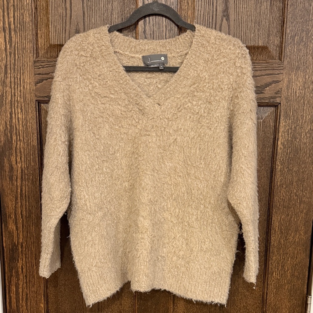 Anthropologie Soft Beige V-Neck Sweater